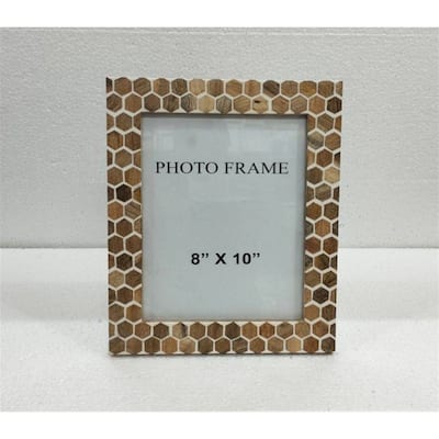 8x10" Wood Hexagon Tile Picture Frame - Lite Brown & White