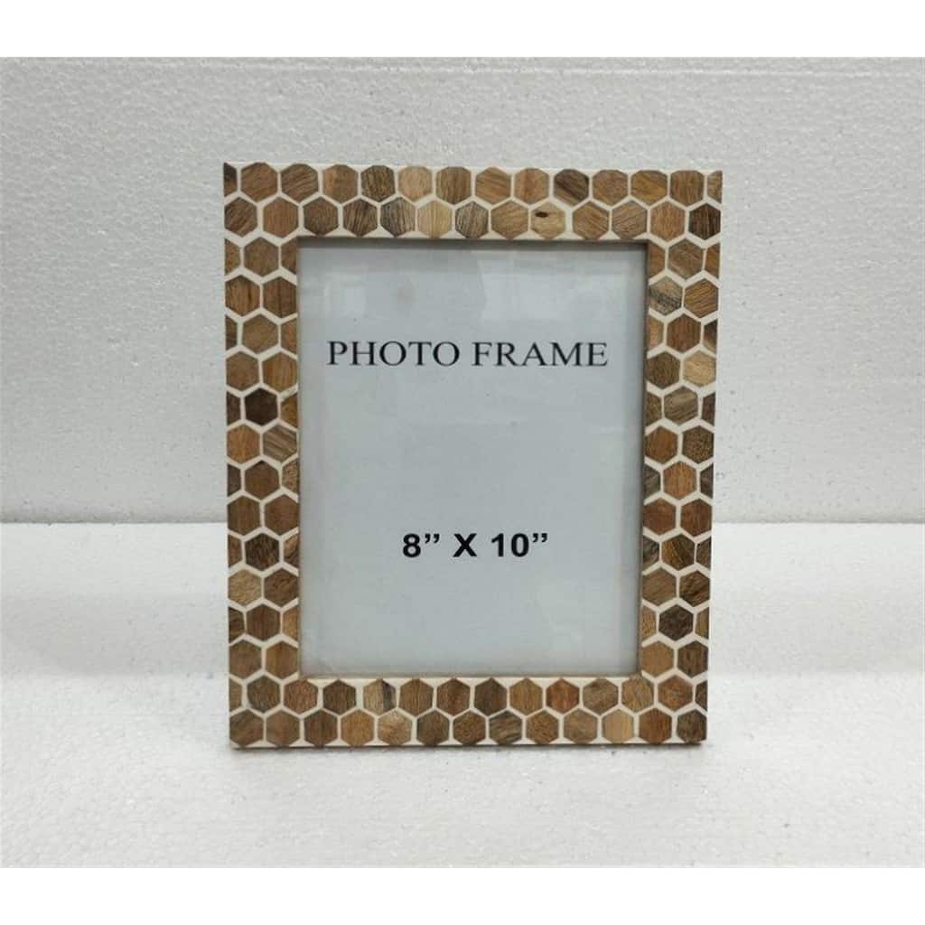 8x10" Wood Hexagon Tile Picture Frame - Lite Brown & White