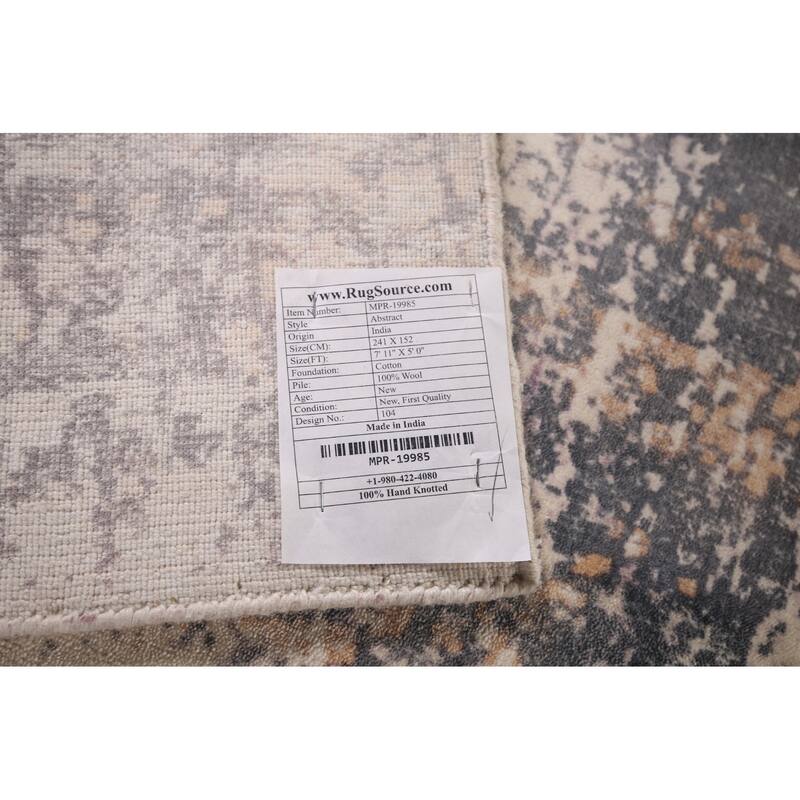 Abstract Modern Area Rug Hand-Knotted Wool Carpet - 5'0"x 7'11"