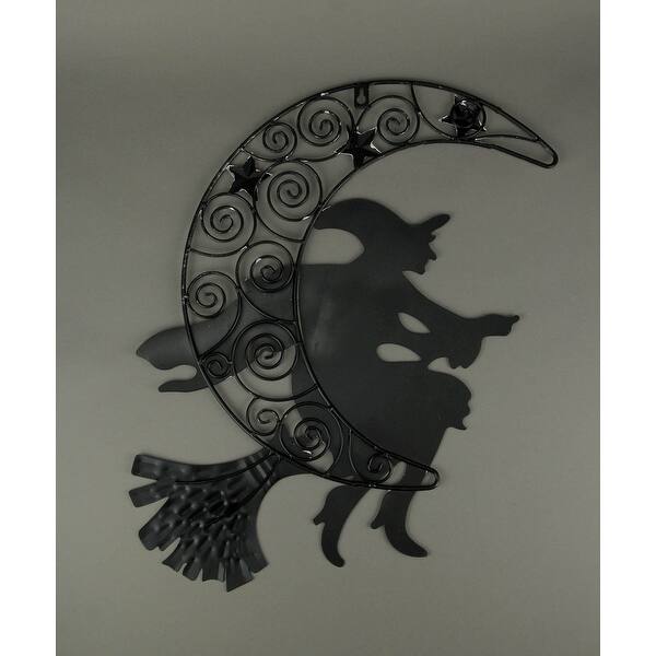 Shop Metal Art Witch On Broom And Crescent Moon Halloween Decor Wall Hanging On Sale Overstock 29032401