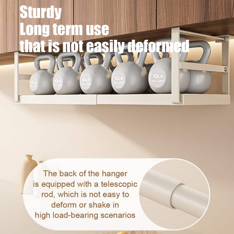 Expandable Under Cabinet Shelf Hanging Shelf Storage Basket Organizer Storage Shelf 8.66" Deep 10.62"-17.71" Long