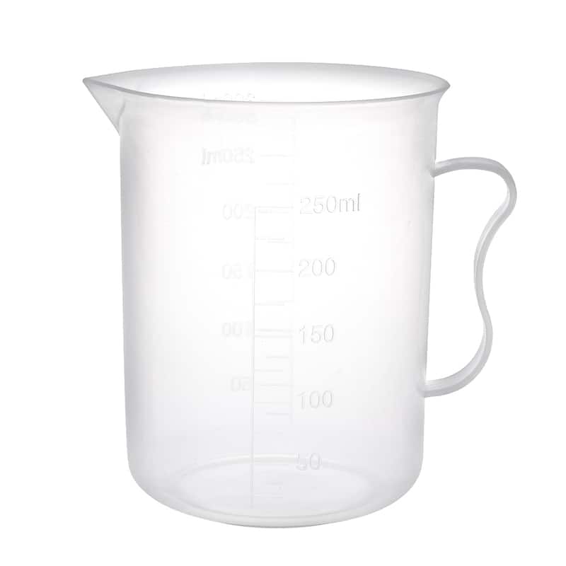 Laboratory Clear PP Plastic Graduated Measuring Cup Handled Beaker