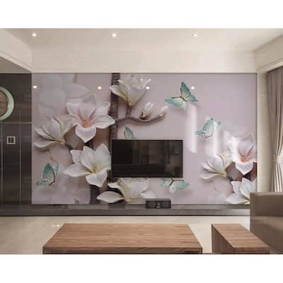 GK Wall Design 3D Blue Butterfly Floral Minimalist Removable Wallpaper