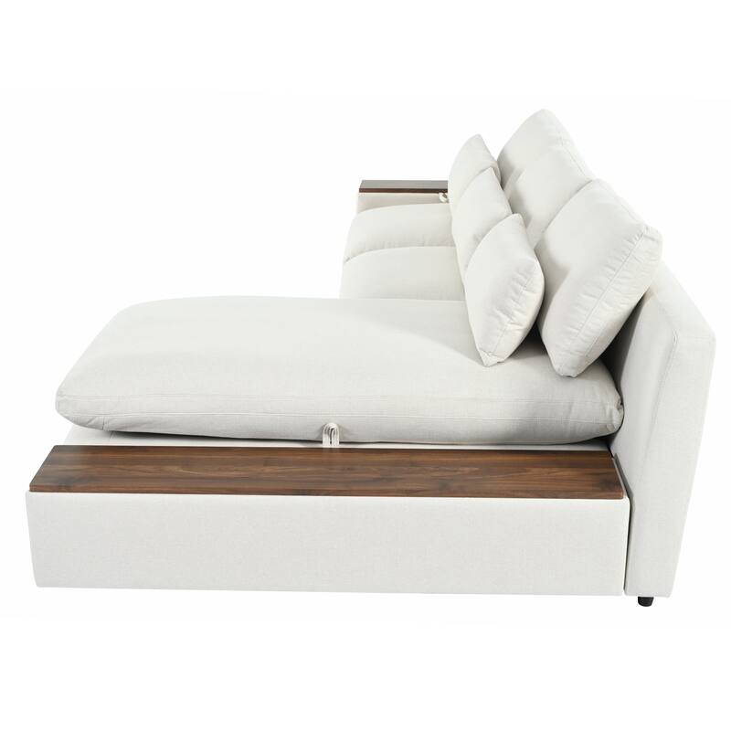 109.8'' L-Shaped 3 Seater Modular Sectional Sofa with 3-Pillow, Removable Back Cushions and 2 Storage Compartments