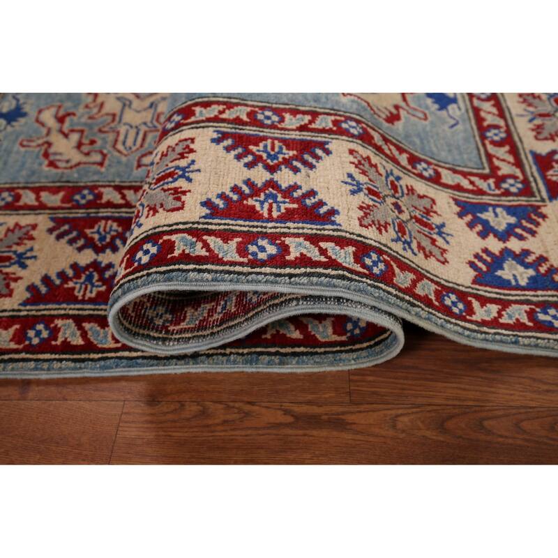 Light Blue Kazak Rug Hand-Knotted Traditional Wool Carpet - 3'11" x 6'0"