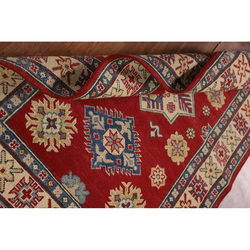 Kazak Oriental Accent Rug Handmade Geometric Wool Carpet - 3'6"x 4'11"
