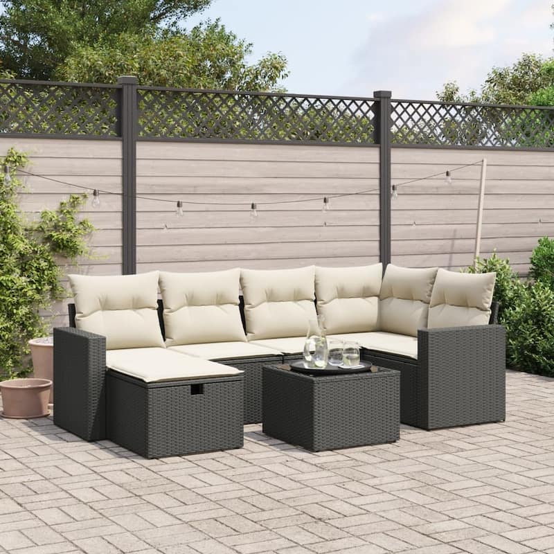 vidaXL Garden Sofa Sett - Black and cream Large - form2