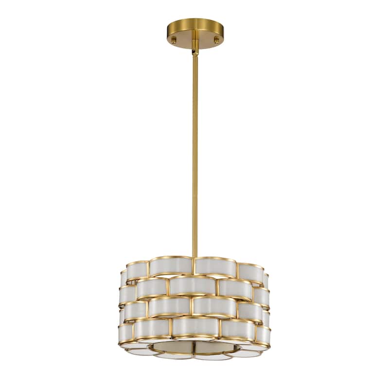 Cribe Brass Trim and White Ribbon Weave Ceiling Light