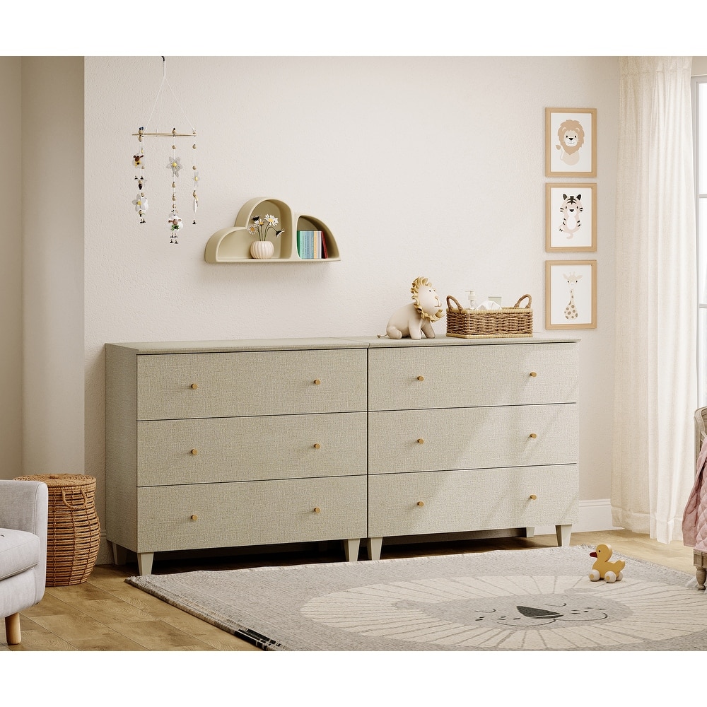 Wood Dresser with 3 Wide Drawers for Bedroom, Kids Room