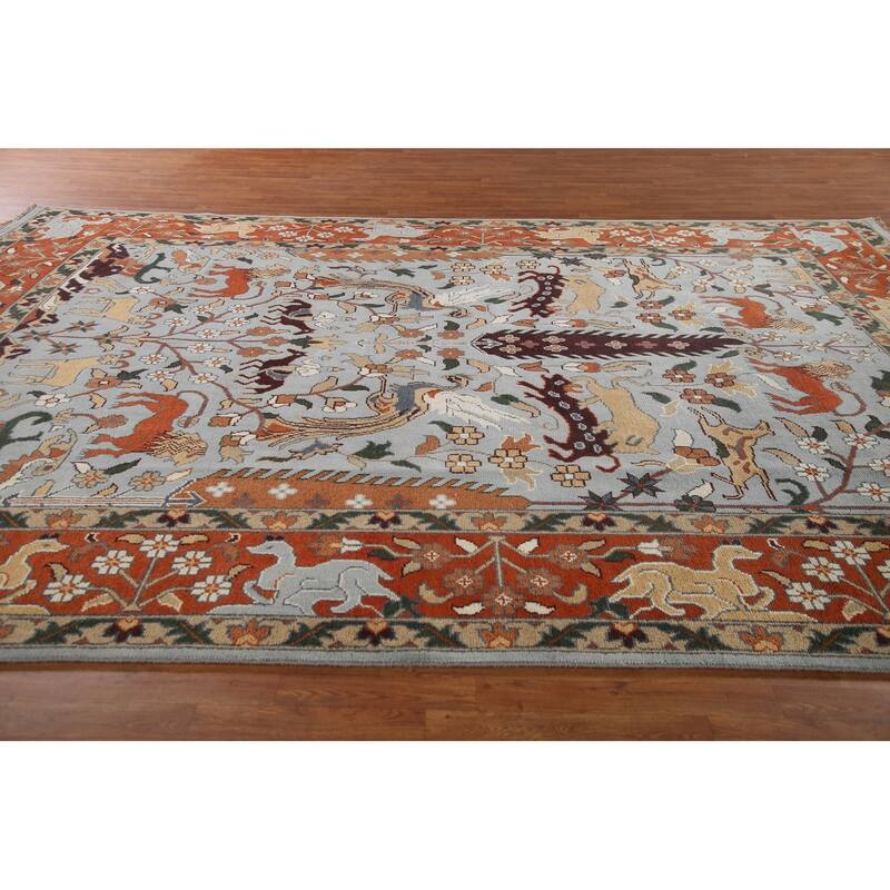 Hunting Design Tabriz Large Rug Hand-Knotted Wool Carpet - 10'1"x 13'9"