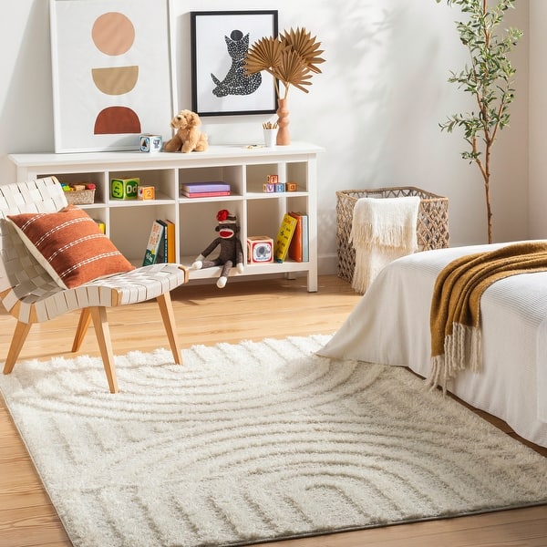 slide 2 of 4, Livabliss Rodos Mod Neutral Rainbow Plush Area Rug Beige - 5' 3" x 7'
