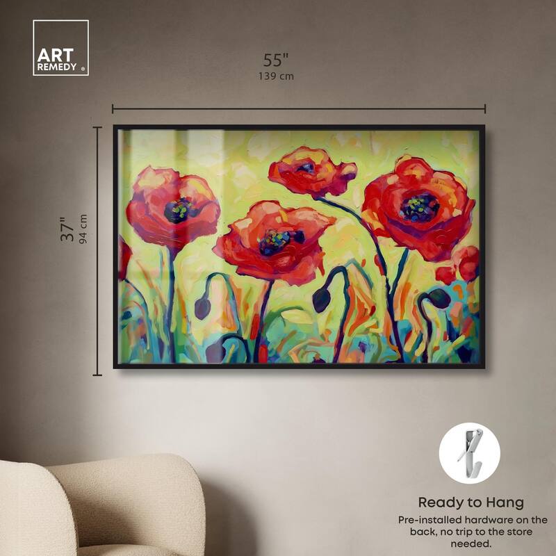 Red Poppy Field II Shadowbox by Art Remedy
