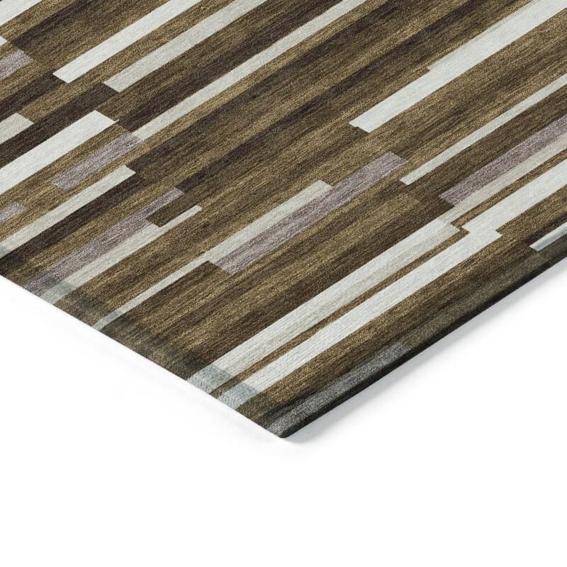 HomeRoots Striped Transitional Rectangle Outdoor Rug