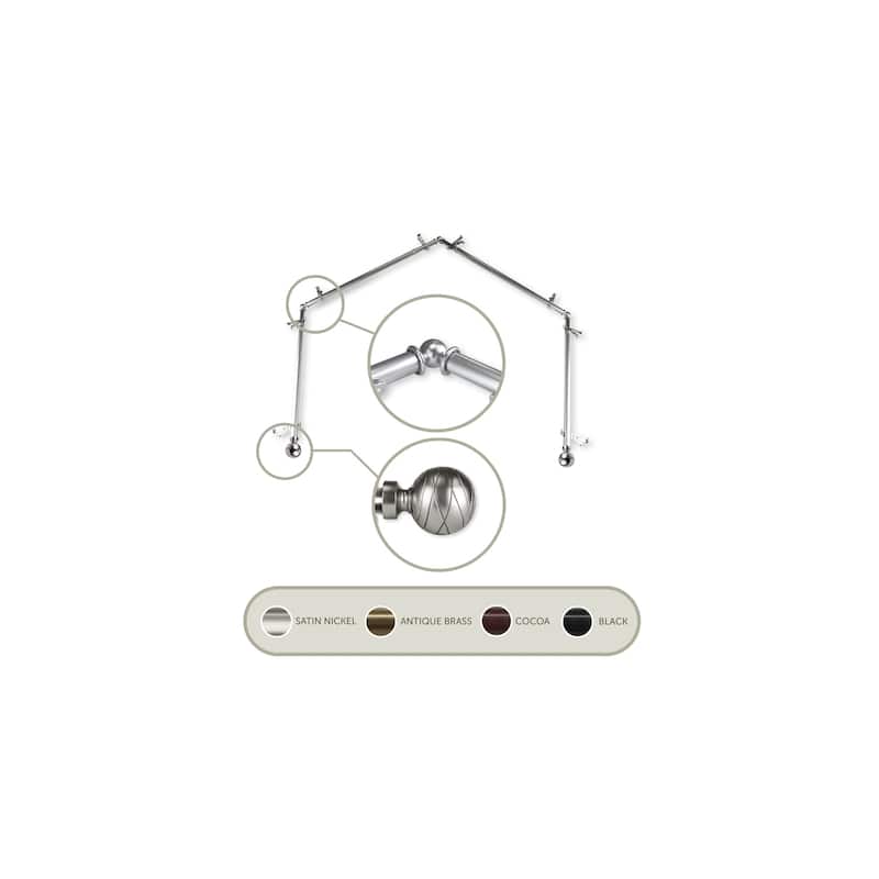 Curtain Rod Set Rustic Nickel Hardware Telescoping Bay Window Rods Finials - M