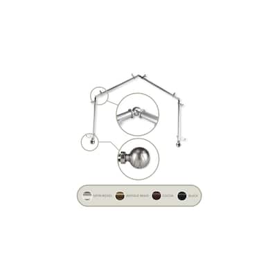 Curtain Rod Set Rustic Nickel Hardware Telescoping Bay Window Rods Finials - M
