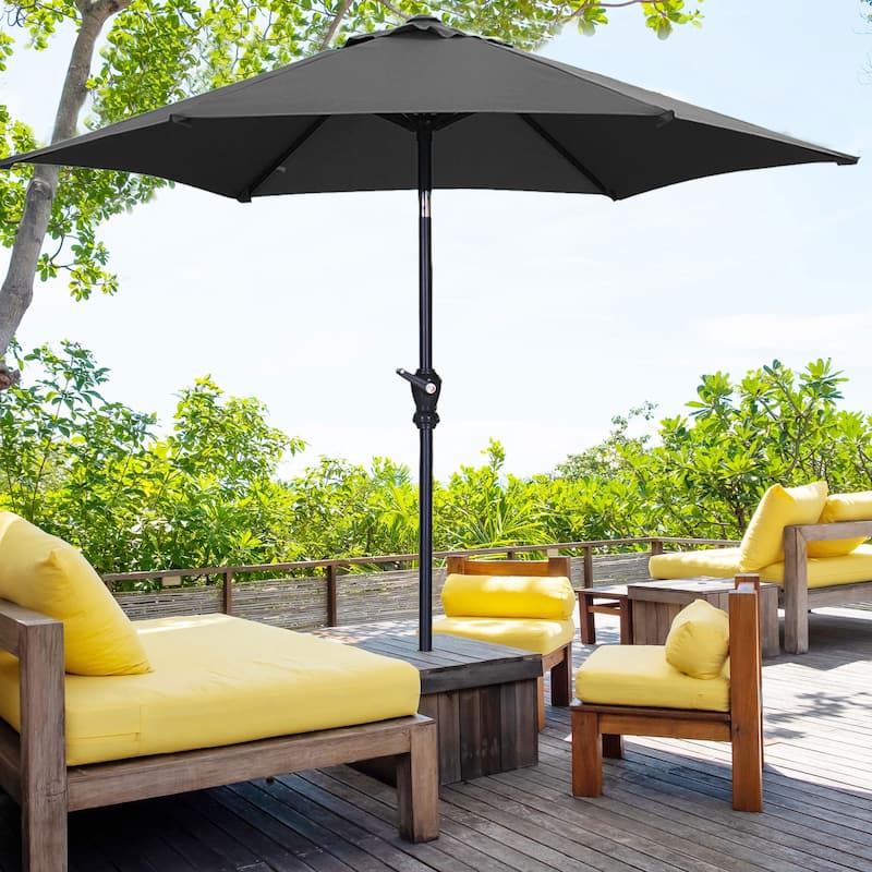 Autlaycil 7.5FT Patio Umbrella with Tilt and Crank - Black