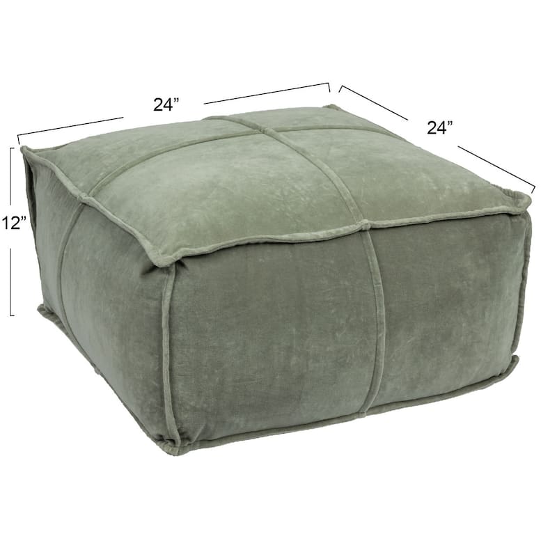Square Cotton Velvet Pouf Seat