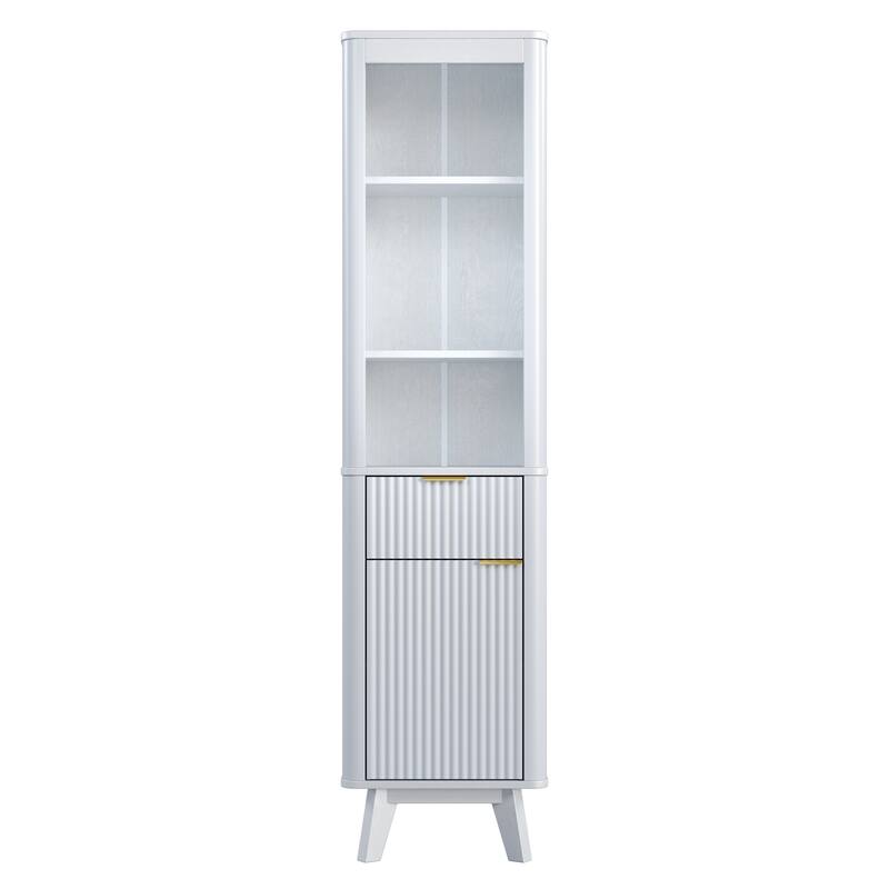 68" H Tall Bathroom Storage Cabinet with Adjustable Shelves and One Drawer & Door, Storage Cabinet for Bathroom, Living Room