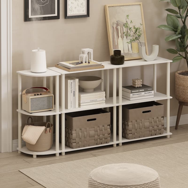3 Tiers Wood Household Shelving Unit in White (23.6 in. W x 29.6 in. H x 11.6 in. D), Set of 2 - 23.6