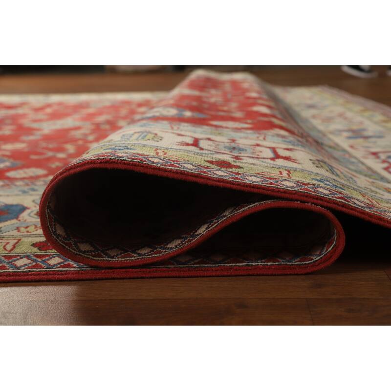 Hand Knotted Oriental 100% Wool Carpet Traditional Floral Red Kazak Area Rug - 11' 8'' X 9' 0''