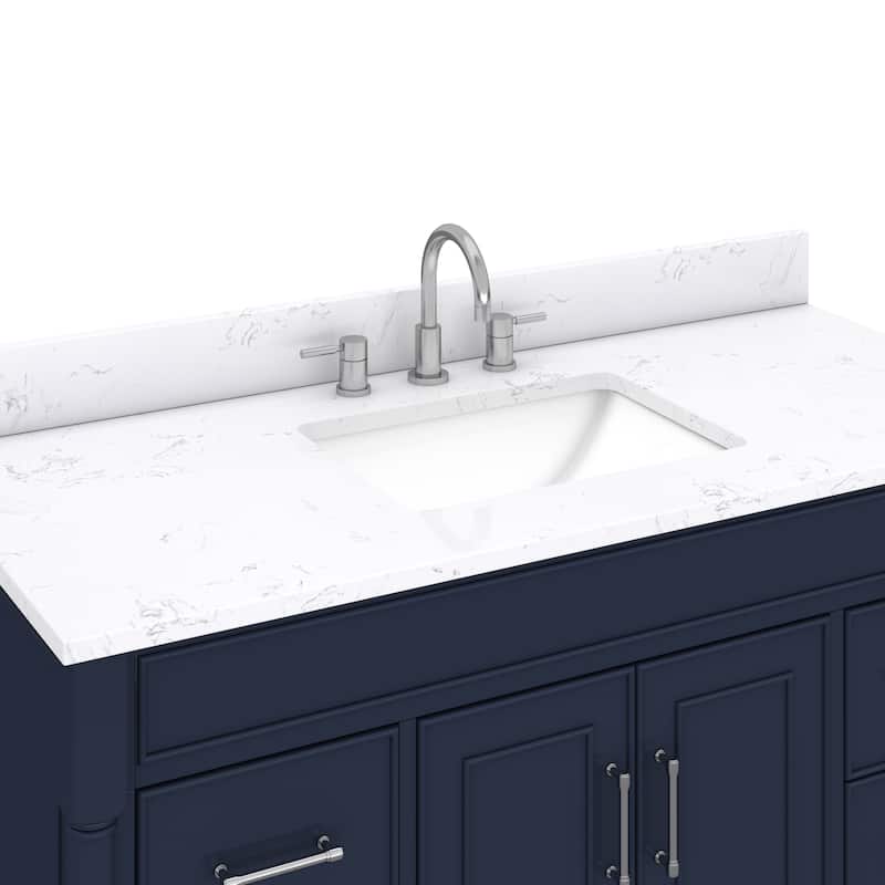 Avanity Bristol 49 in. Bath Vanity in Navy Blue finish and Cala White Engineered Top
