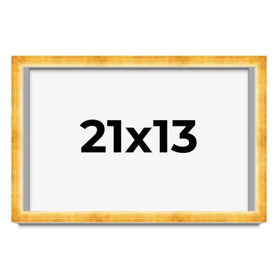 21x13 Shadow Box Frame Gold | 1.625 Inches Deep Real Wood Traditional