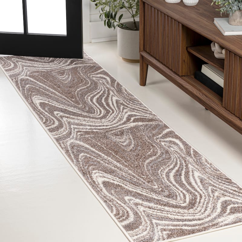 JONATHAN Y Zoe Contemporary Glam Abstract Marble Area Rug