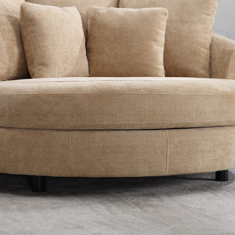 59.8''W Modern Oversized Sofa Chair, Round Accent Barrel Chair With 5 Pillows