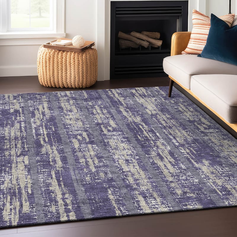 Machine Washable Indoor/ Outdoor Chantille Ombre Stripe Rug