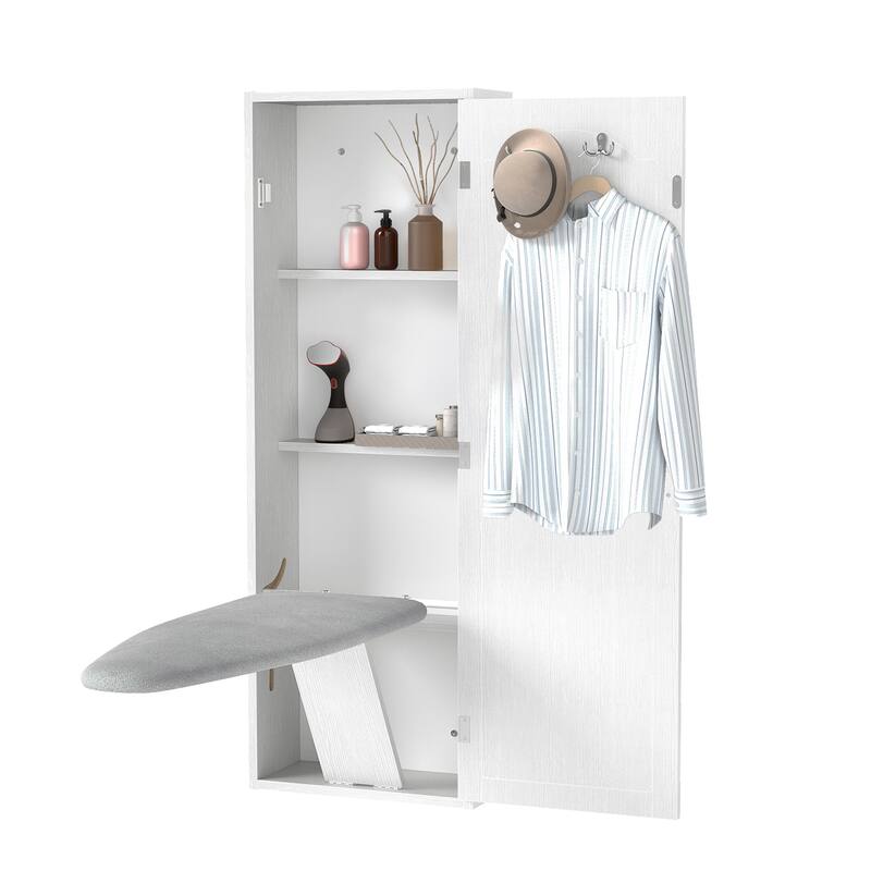 Moasis 47.2 Inch Wall Recessed Ironing Board Cabinet with 4 Storage Shelves