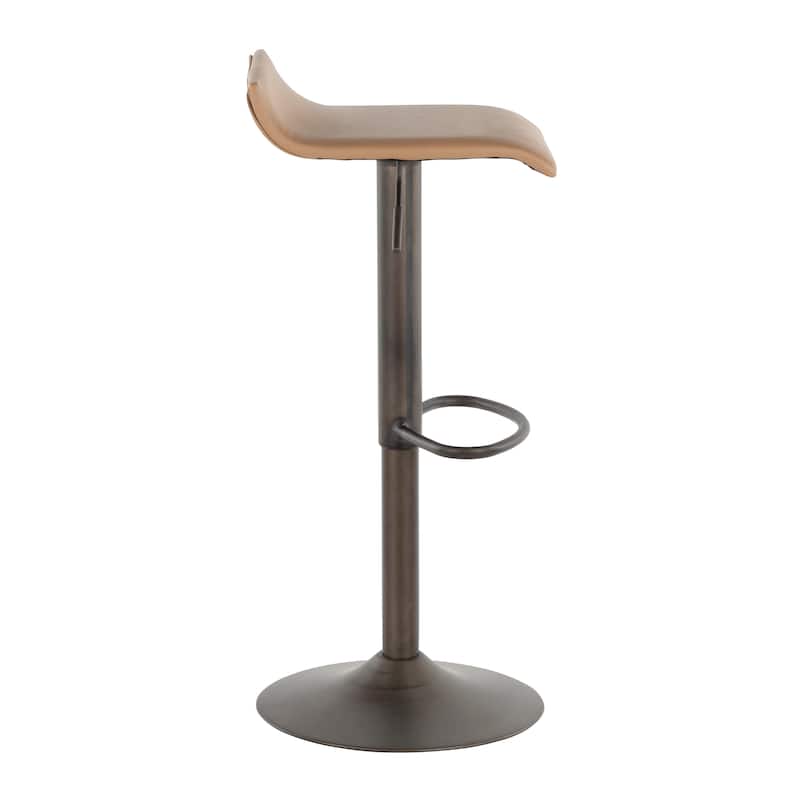 Carbon Loft Hess Industrial Barstool in Antique Metal and Faux Leather (Set of 2)