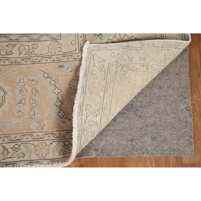 Brown Tabriz Persian Antique Area Rug Hand-knotted Wool Carpet - 9'6" x 12'9"
