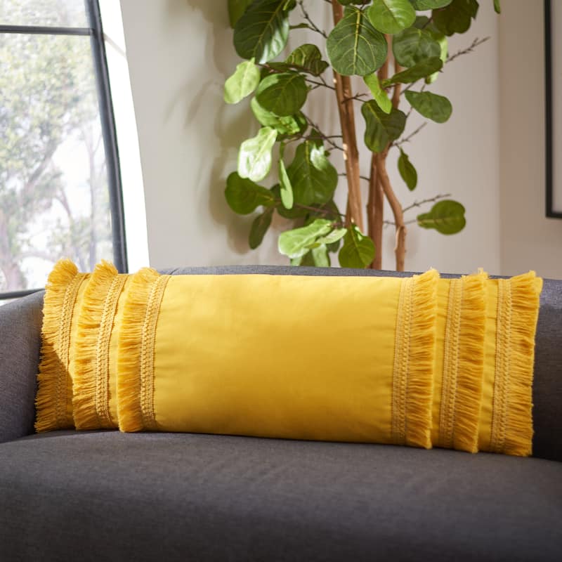 SAFAVIEH Ilmi Boho Fringe Decorative Accent Throw Pillow - Yellow - 12Wx36L