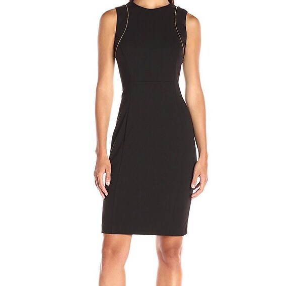 black dress with gold trim