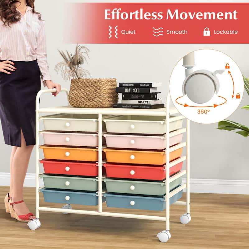 Costway 12 Drawers Rolling Cart Storage Scrapbook Paper Studio - See Details