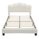 preview thumbnail 7 of 53, Twin/Full Size Upholstered Bed Frame, Flower-Shape Headboard with LED Light Strip, Sherpa Fabric Platform Bed