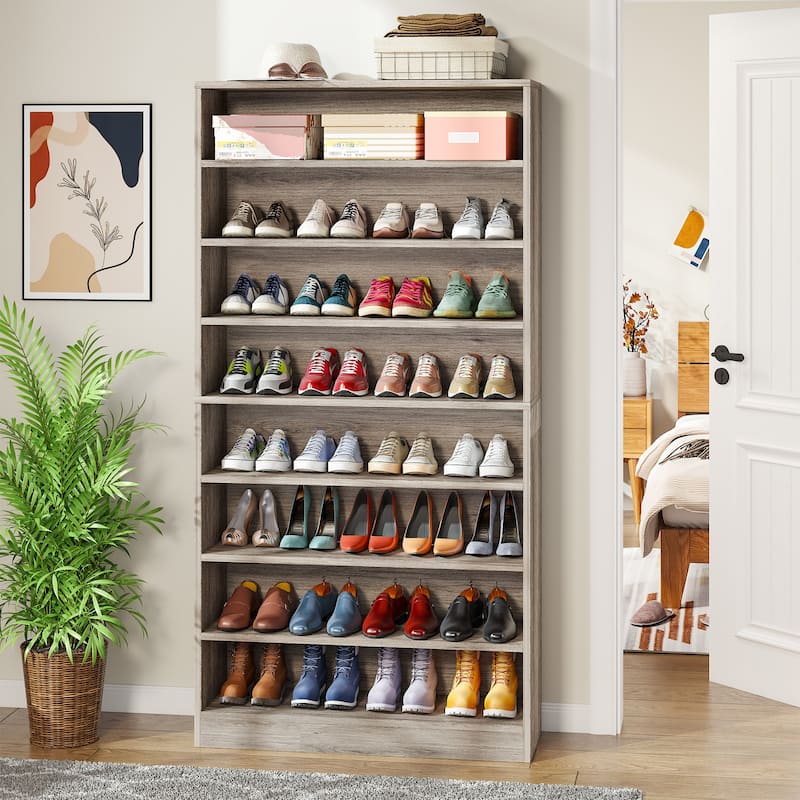 Shoe Cabinet, 9 Tiers 40-45 Pairs Heavy Duty Wood Freestanding Shoe Storage Cabinet - 9 Tier