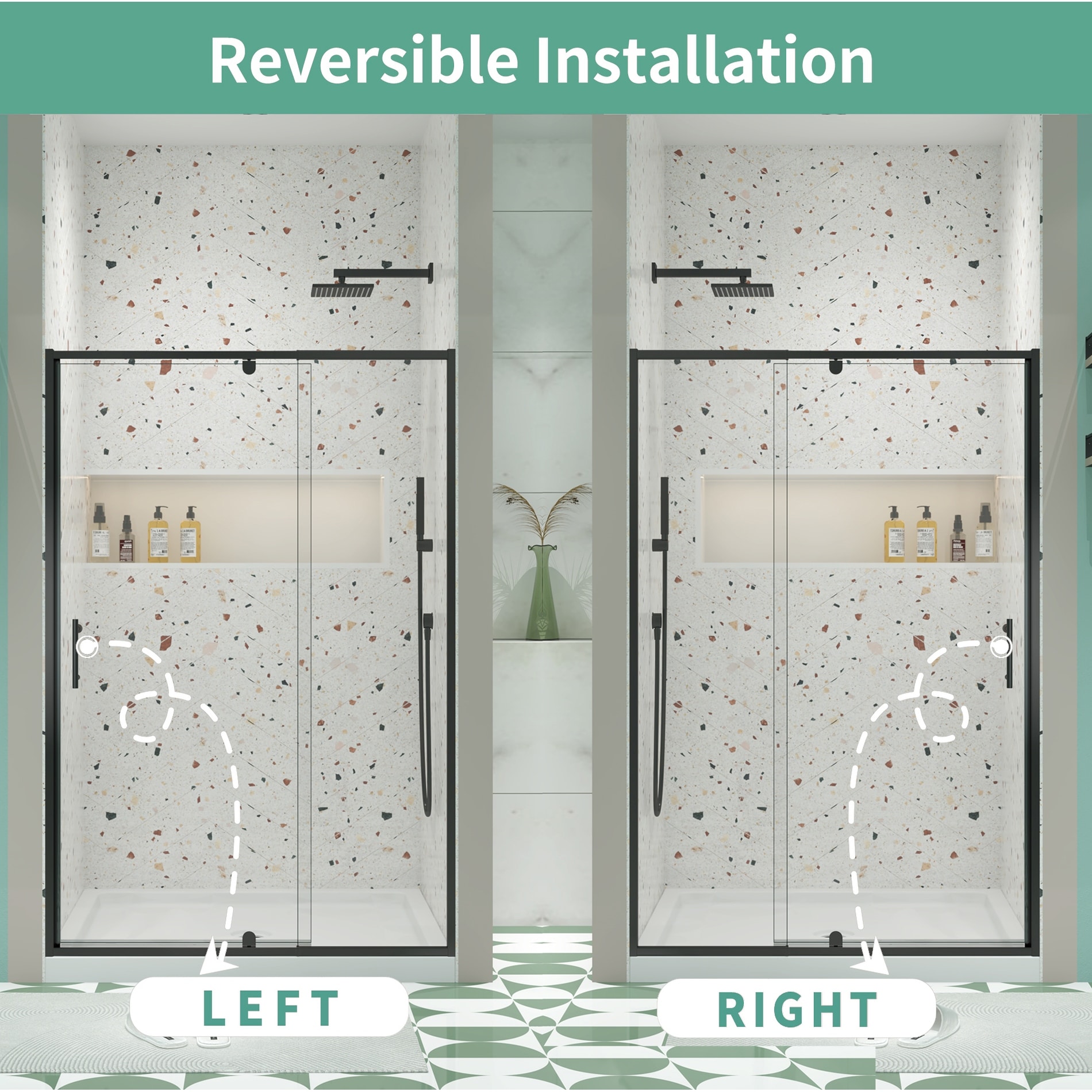 28-32" W x 72" H Piovt Swing Glass Shower Door,Pivot Frame Sliding Shower Door with 1/4"(6mm) Clear SGCC Tempered Glass