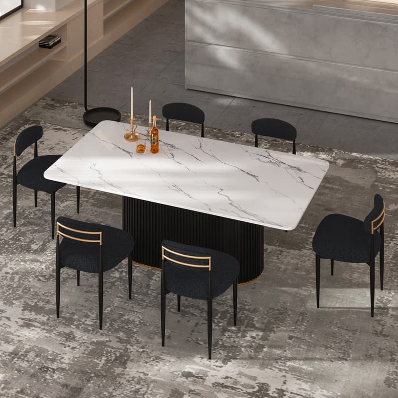 Mordern Fort 6-Piece Boucle Dining Chairs Set, Boucle Accent Armless Chair