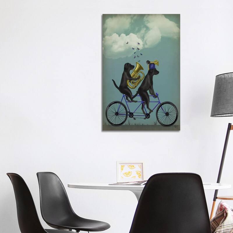 iCanvas "Black Labrador Tandem" by Fab Funky Canvas Print - 40x26x1.5