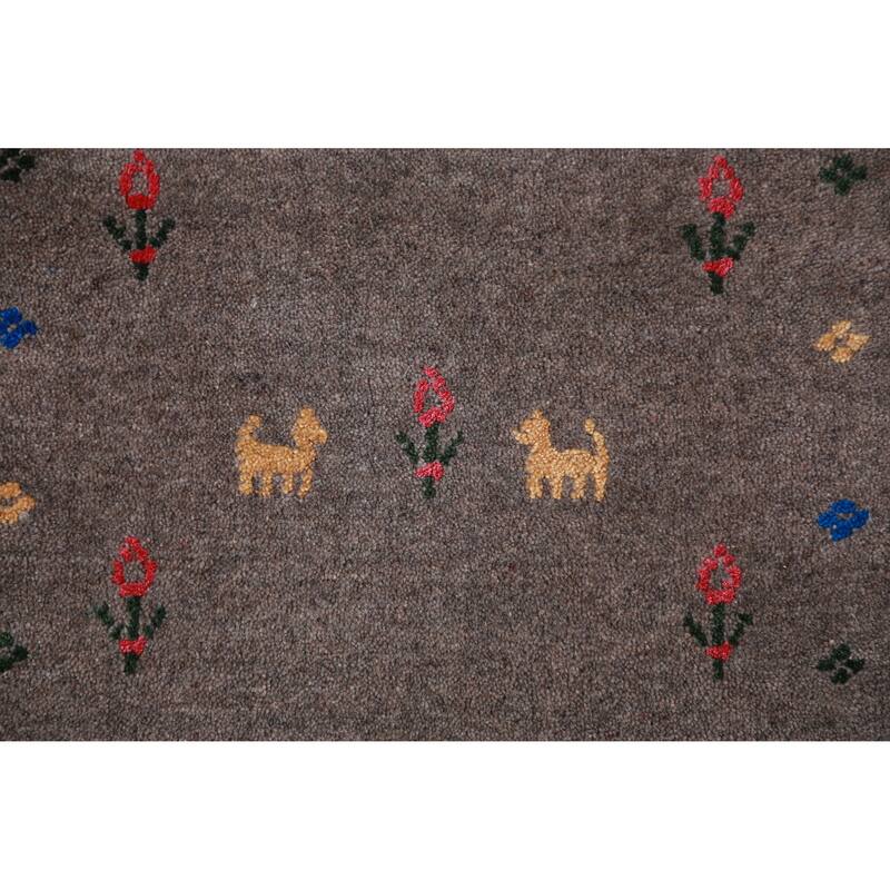 Tribal Gabbeh Indian Area Rug Hand-Knotted Bedroom Wool Carpet - 8'5" x 9'9"