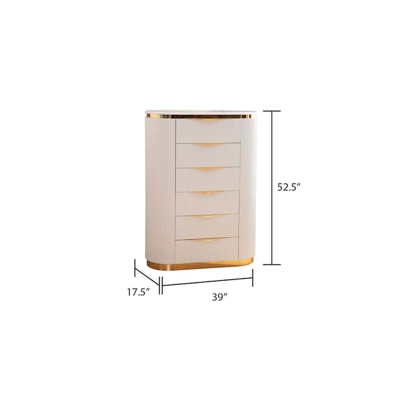 Laura Contemporary Style 5-Drawer Chest Made with Wood & Gold Finish