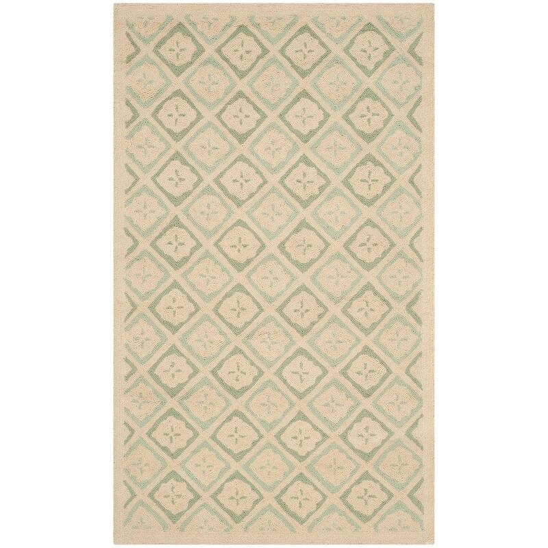 Martha Stewart by SAFAVIEH Blossom Lattice Hand-hooked Wool Area Rug - 3'9" x 5'9" - Garden Pool Blu