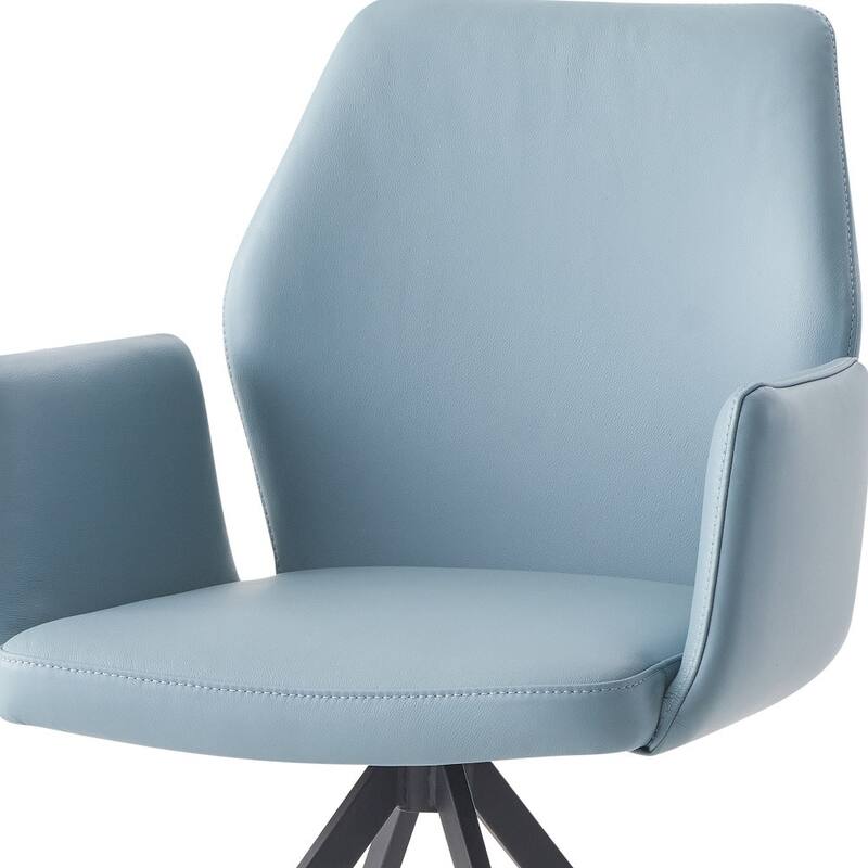HomeRoots Light Blue and Black Upholstered Leather Dining Side Chair - 24.00 in. x 34.00 in. x 24.00 in.