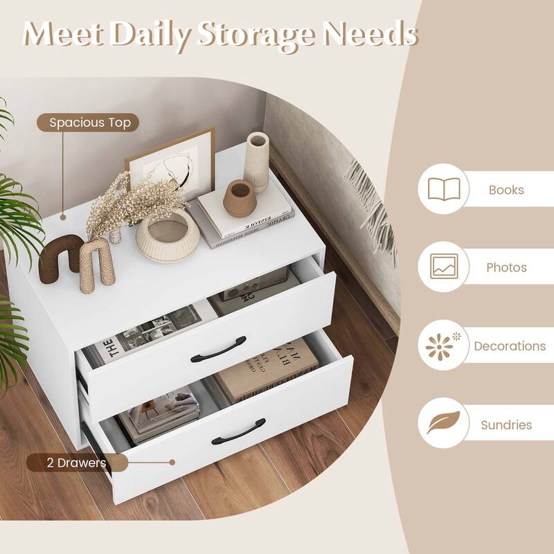 Costway 2-Drawer Stackable Organizer Horizontal Storage Cabinet