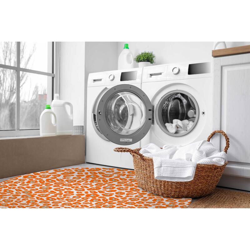CHEETAH CANDY ORANGE Laundry Mat By Kavka Designs Bed Bath & Beyond