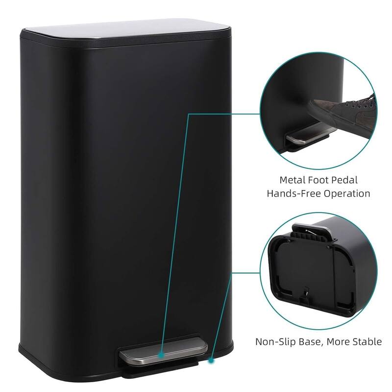 8 Gallon Trash Can with Soft Close Lid for Bathroom, Kitchen, Home, Office