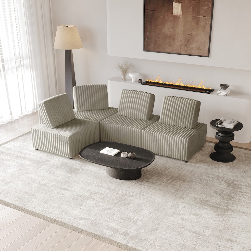 CraftPorch Luxurious Velvet Upholstered 3 Pieces Chair and Corner Seat