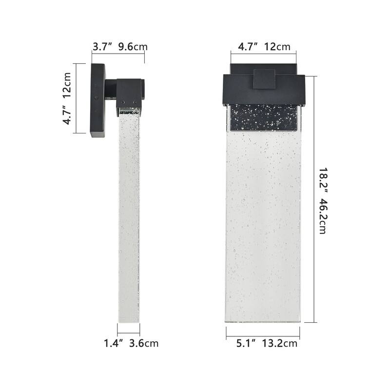 1-pack Modern Outdoor Wall Light Fixture, Weatherproof LED Wall Sconce with Bubble Crystal, Black Finish, Porch,Patio, Garden