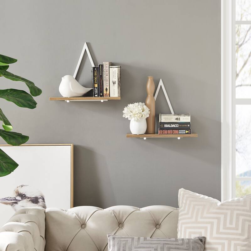Danya B. Contemporary Decorative Triangle Accent Wall Shelf Set of 2 - Reversible Configuration